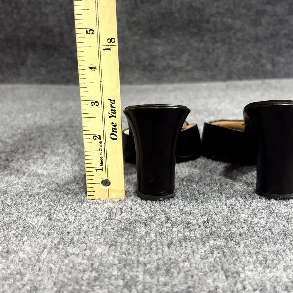 Vintage Gucci Shoes Womens 6 Black Leather Square Toe Cutout Mule Slides Y2K